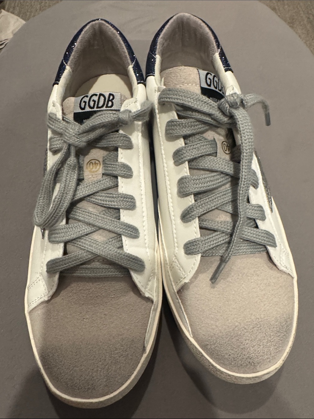 Golden Goose-Inspired White Low Top Sneakers with Gray Star